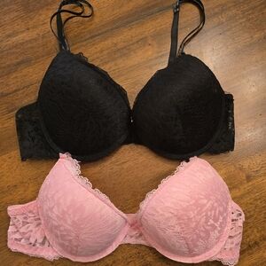 Juicy Couture Lace Bra Set - Black & Pink